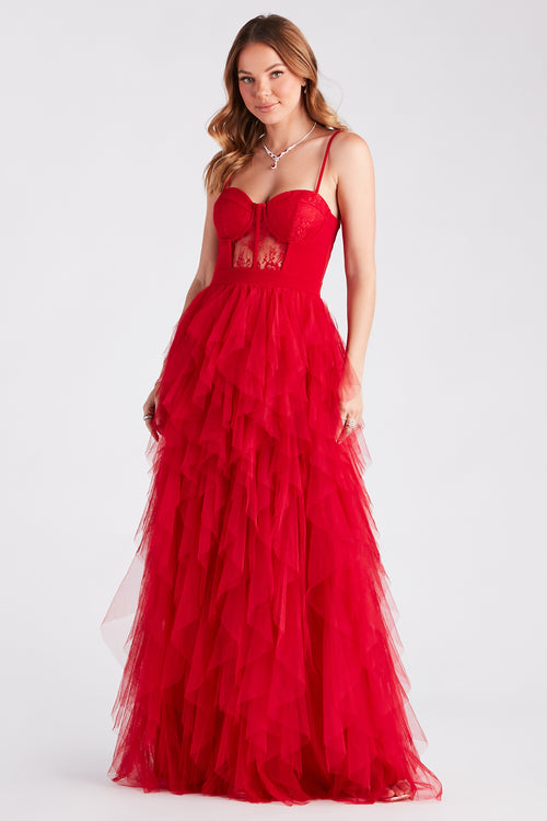 red ball gown dress